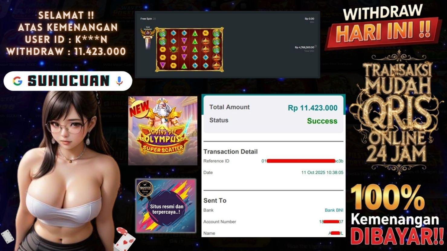 SUHUCUAN JACKPOT SLOT GATES OF OLYMPUS SUPER SCATTER